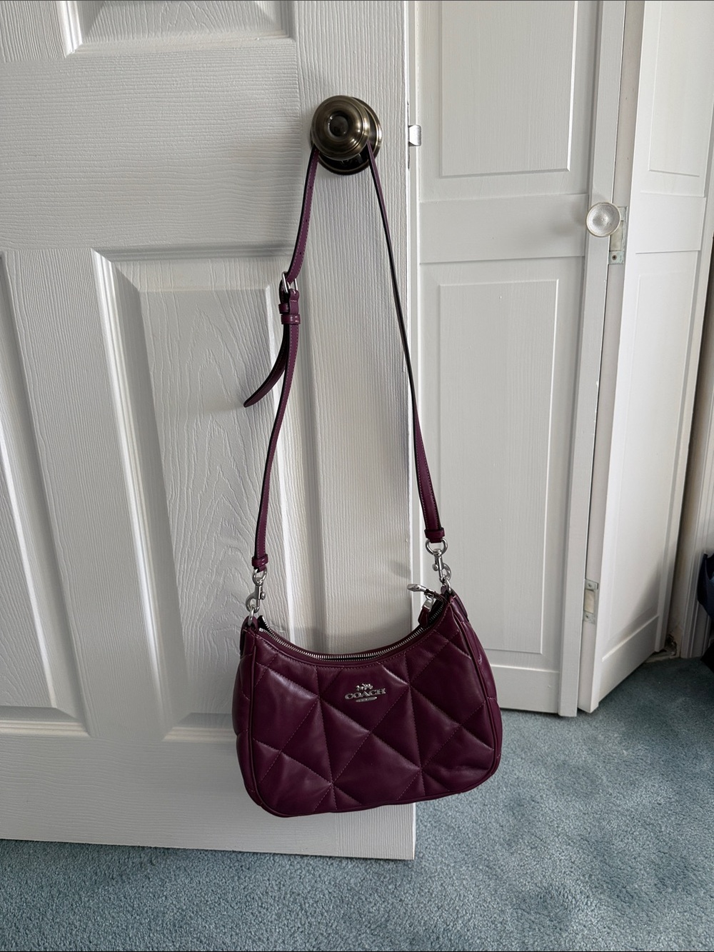 Coach Quilted Shoulder Bag in Plum